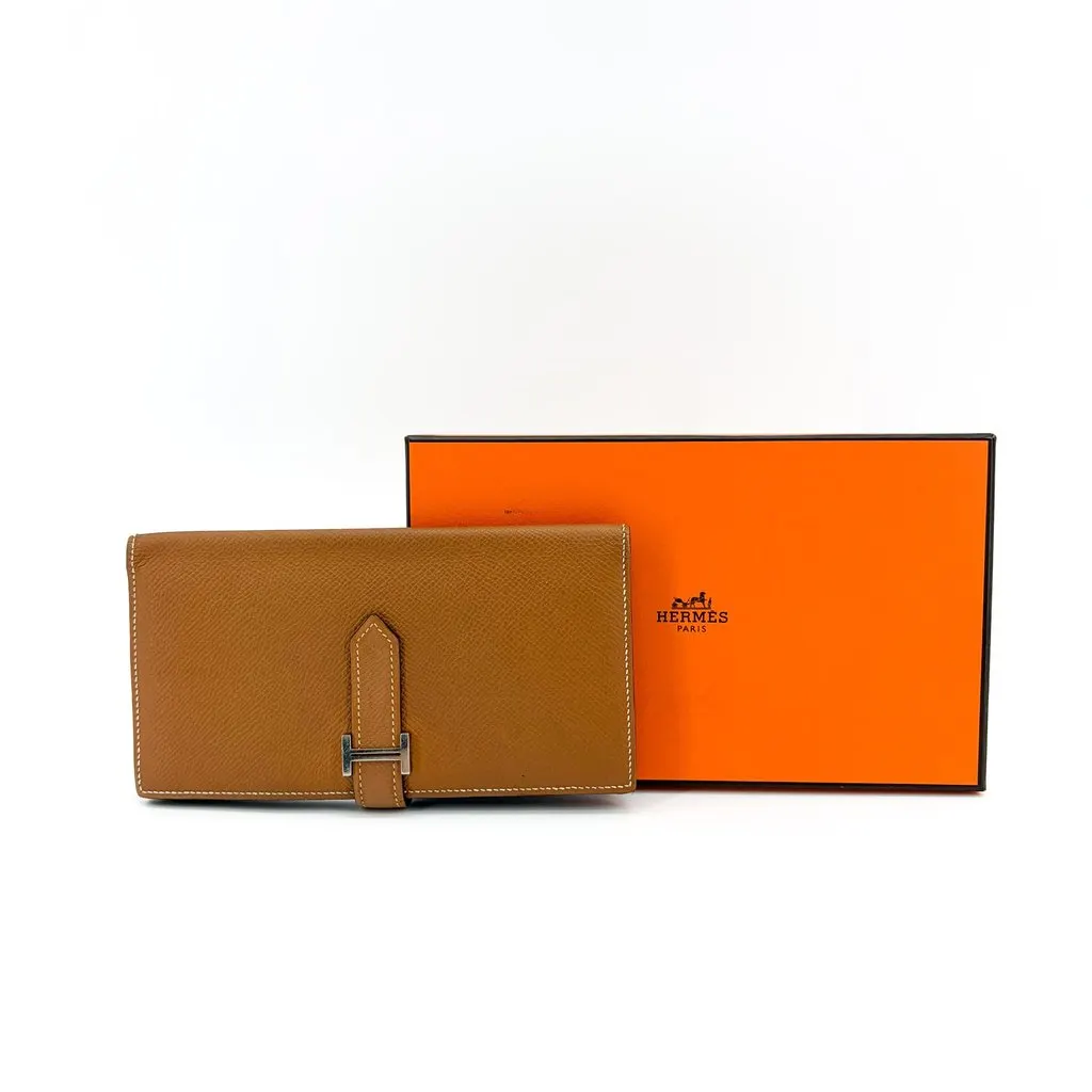 Hermès Beane Soufflé Wallet Gold Epsom Silver Hardware MultiColor Leather Good - Back View