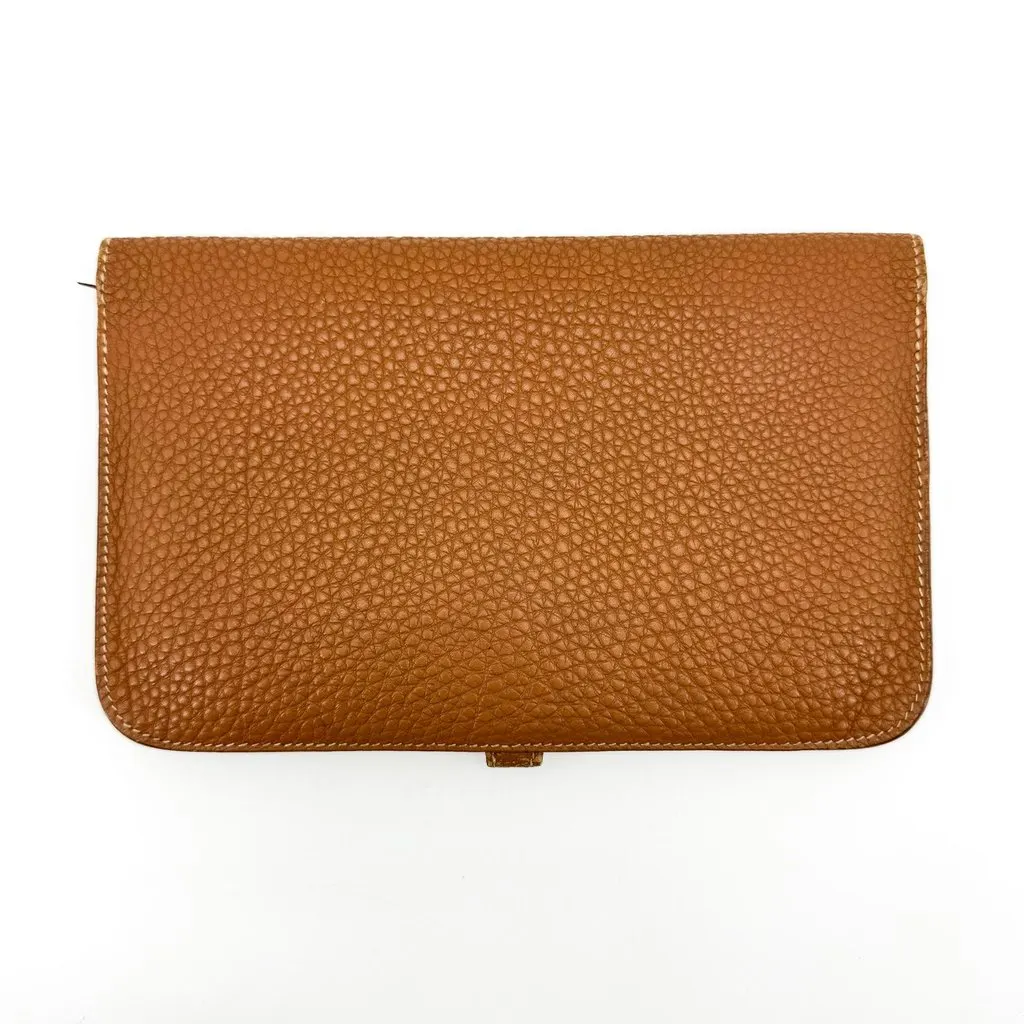 Hermès Dogon Duo Wallet Togo Gold GHW Brown Leather Good - Back View