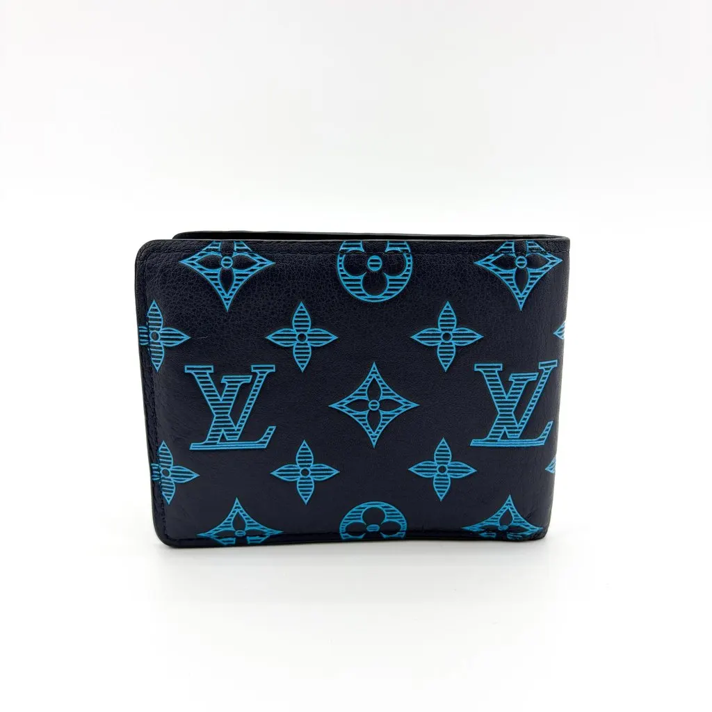 Louis Vuitton Multiple Wallet Navy Blue Monogram Shadow Blue Leather Very good - Inside View