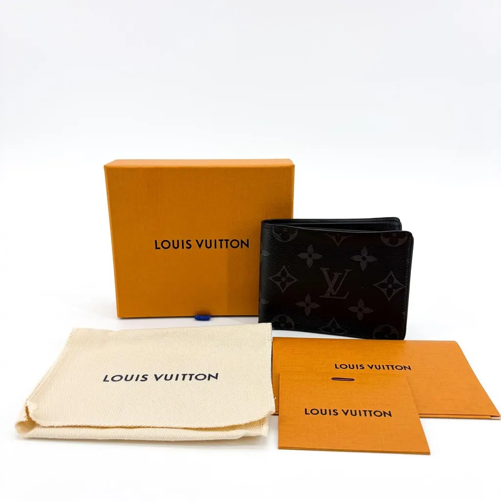 Louis Vuitton Monogram Eclipse Multiple Wallet Black Canvas Good - Back View