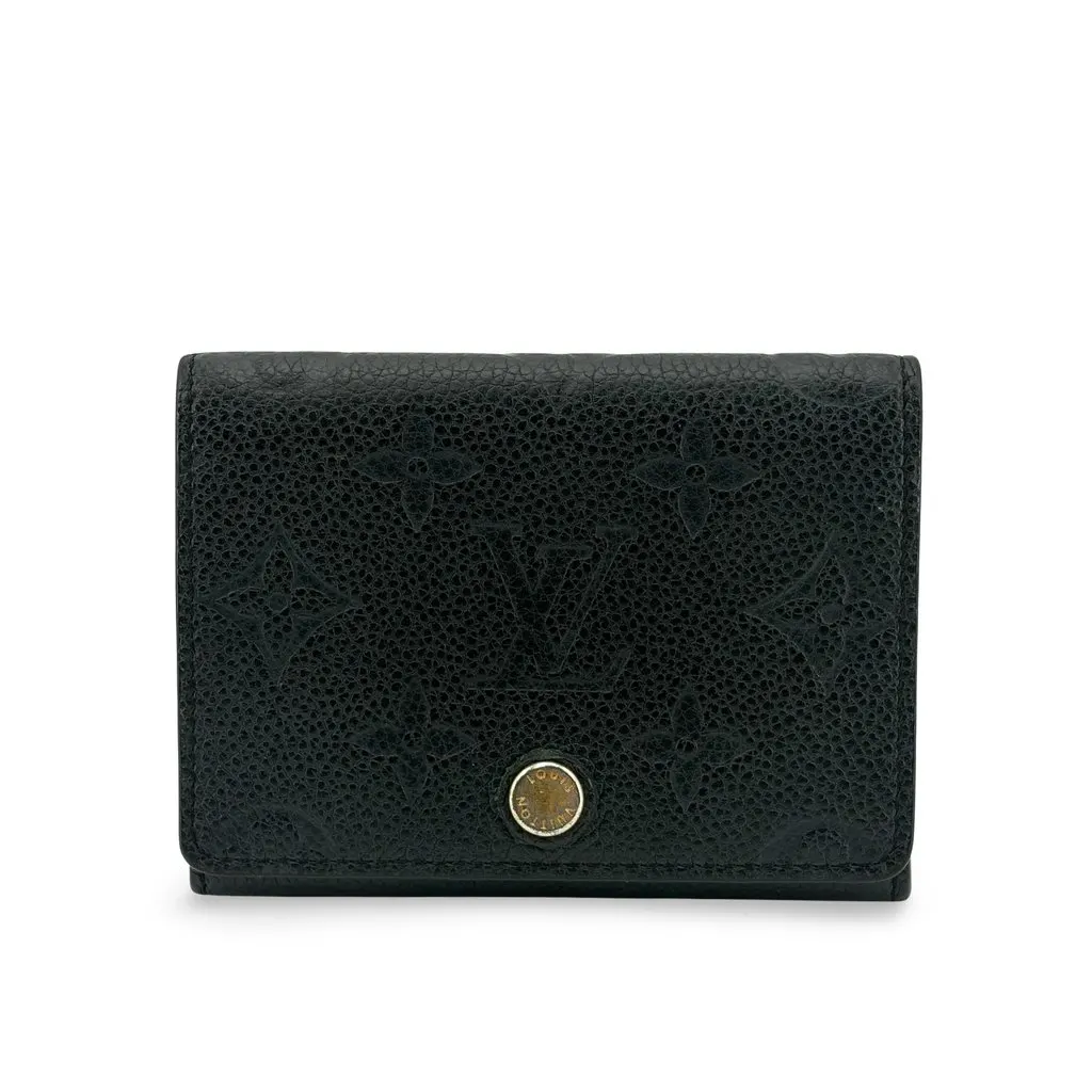 Louis Vuitton Mahina Anae Coin Purse Black Black Leather Good - Front View