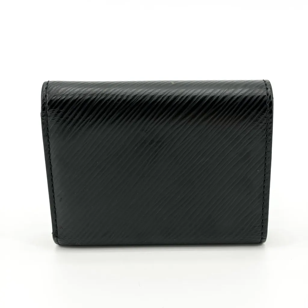 Louis Vuitton Epi Twist Compact Wallet Black Silver Hardware Black Leather Good - Back View