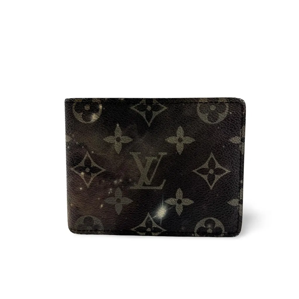 Louis Vuitton Monogram Galaxy Multiple Wallet Black Canvas Good - Front View