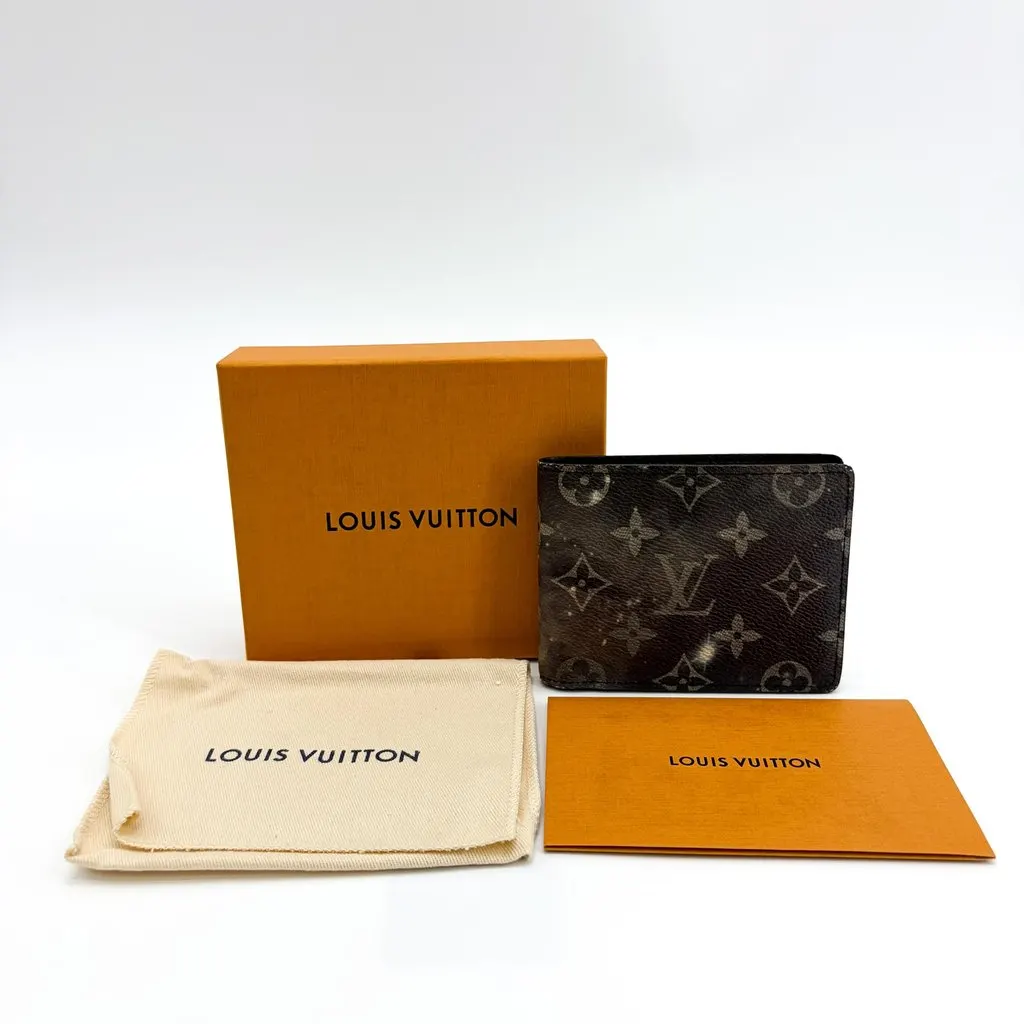 Louis Vuitton Monogram Galaxy Multiple Wallet Black Canvas Good - Back View