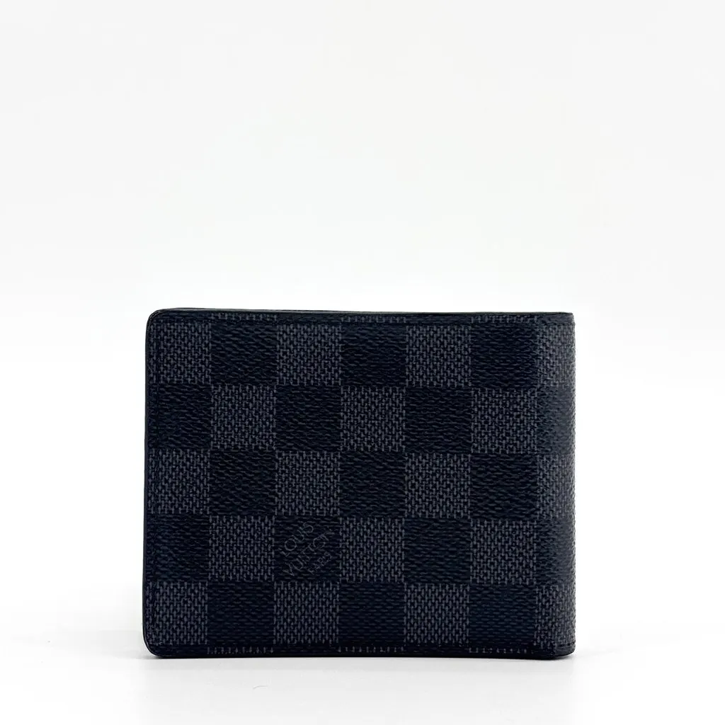 Louis Vuitton Multiple Wallet Damier Graphite Black Canvas Good - Back View