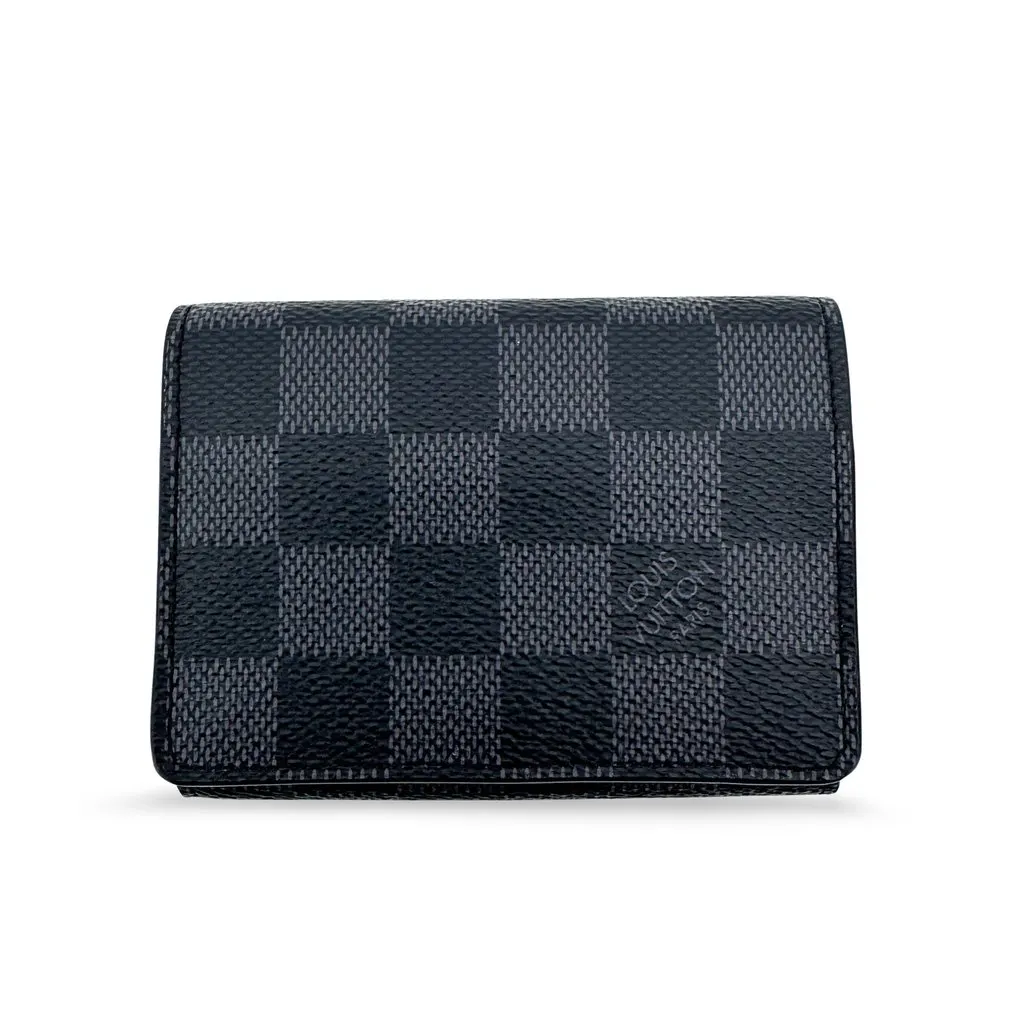 Louis Vuitton Enveloppe Cartes de Visite Damier Graphite Black Canvas Very good - Front View