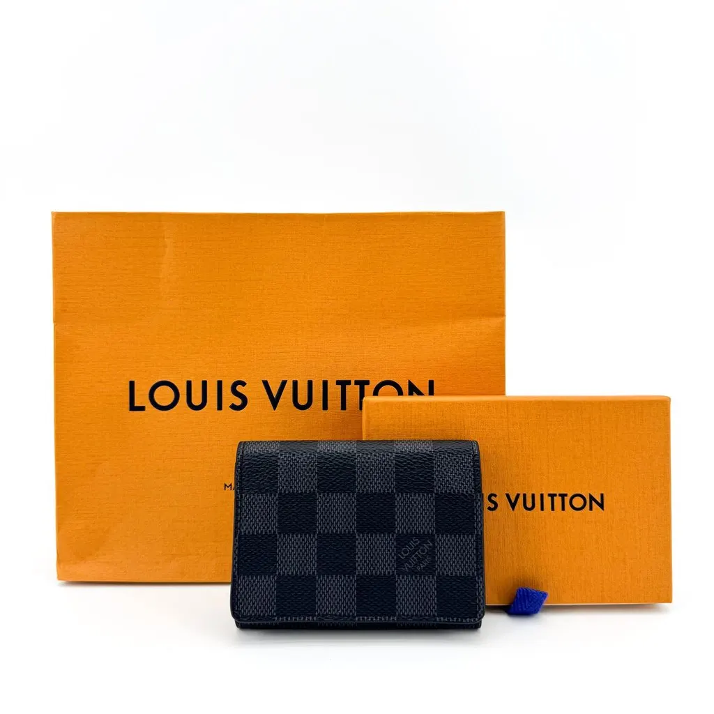 Louis Vuitton Enveloppe Cartes de Visite Damier Graphite Black Canvas Very good - Back View