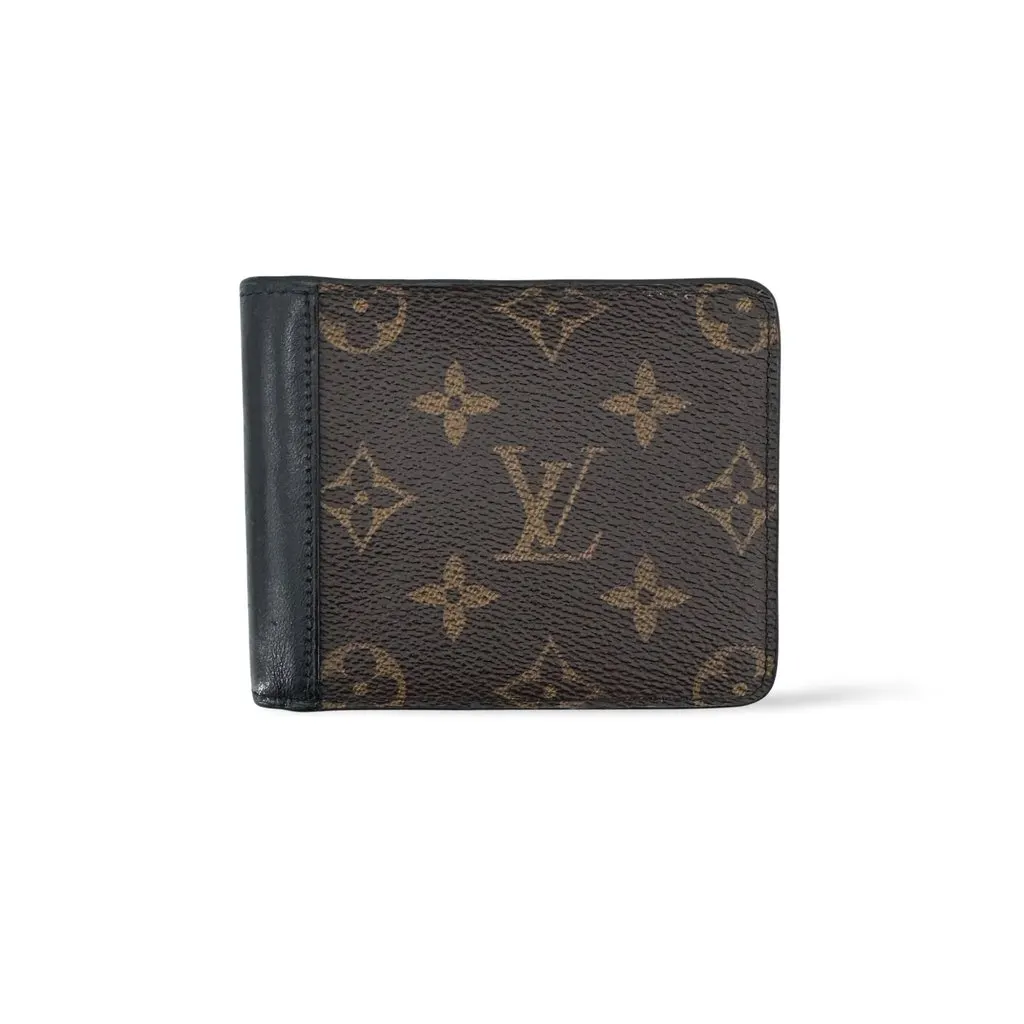 Louis Vuitton Monogram Macassar Gaspar Wallet Black Canvas Very good - Front View
