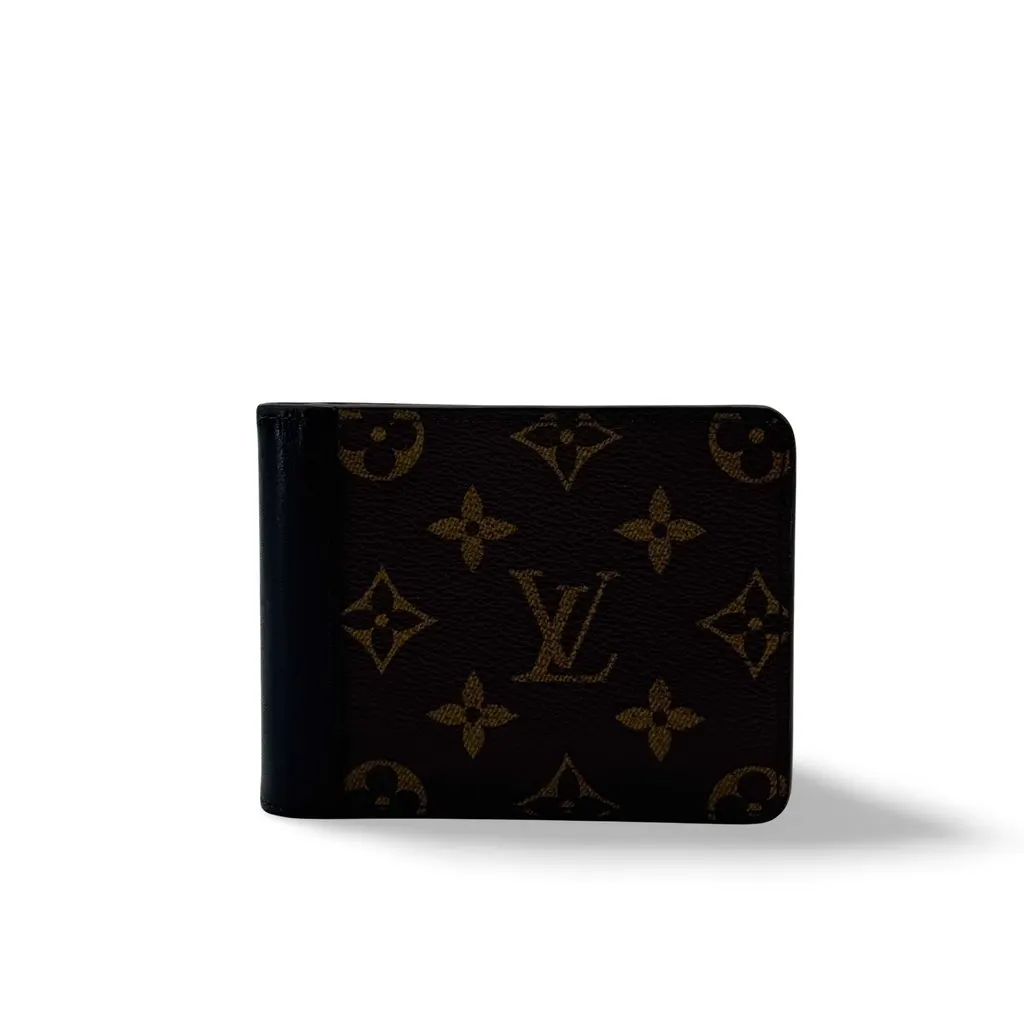 Louis Vuitton Monogram Macassar Multiple Wallet Brown Black Black Canvas Good - Front View