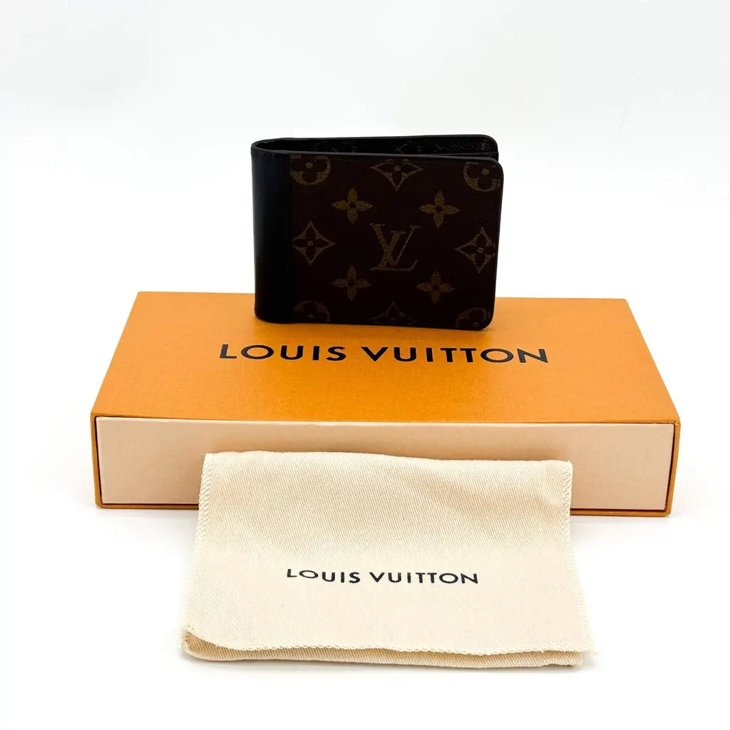 Louis Vuitton Monogram Macassar Multiple Wallet Brown Black Black Canvas Good - Back View