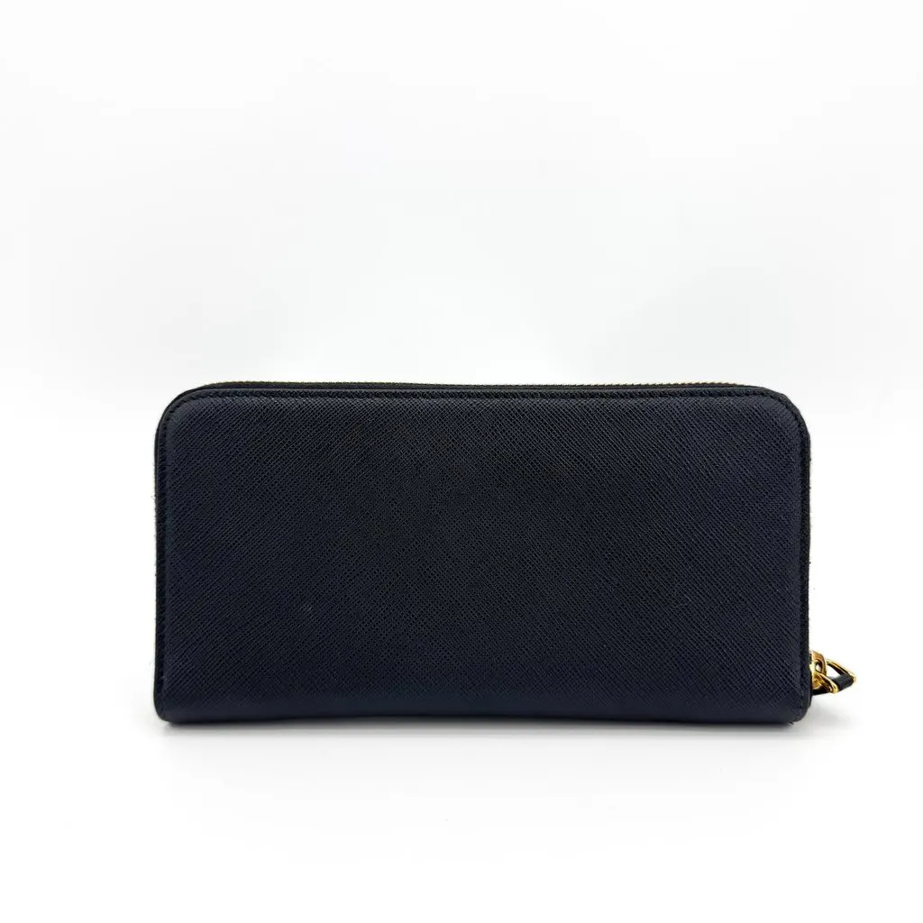 Prada Saffiano Triangle Logo Zip-Around Wallet Black Black Leather Very good - Inside View