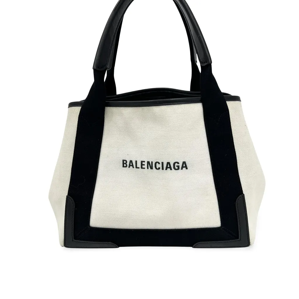 Balenciaga Cabas tote bag White Canvas Good - Front View