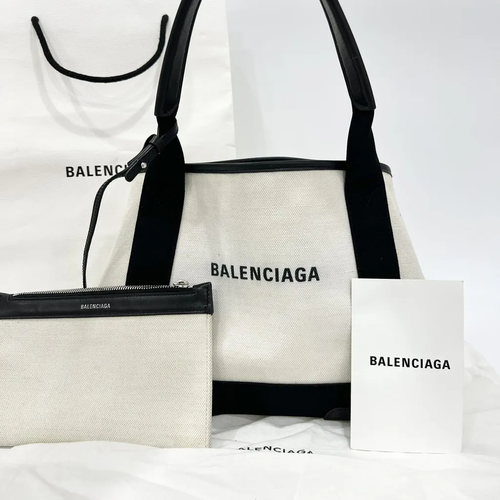 Balenciaga Cabas tote bag White Canvas Good - Back View