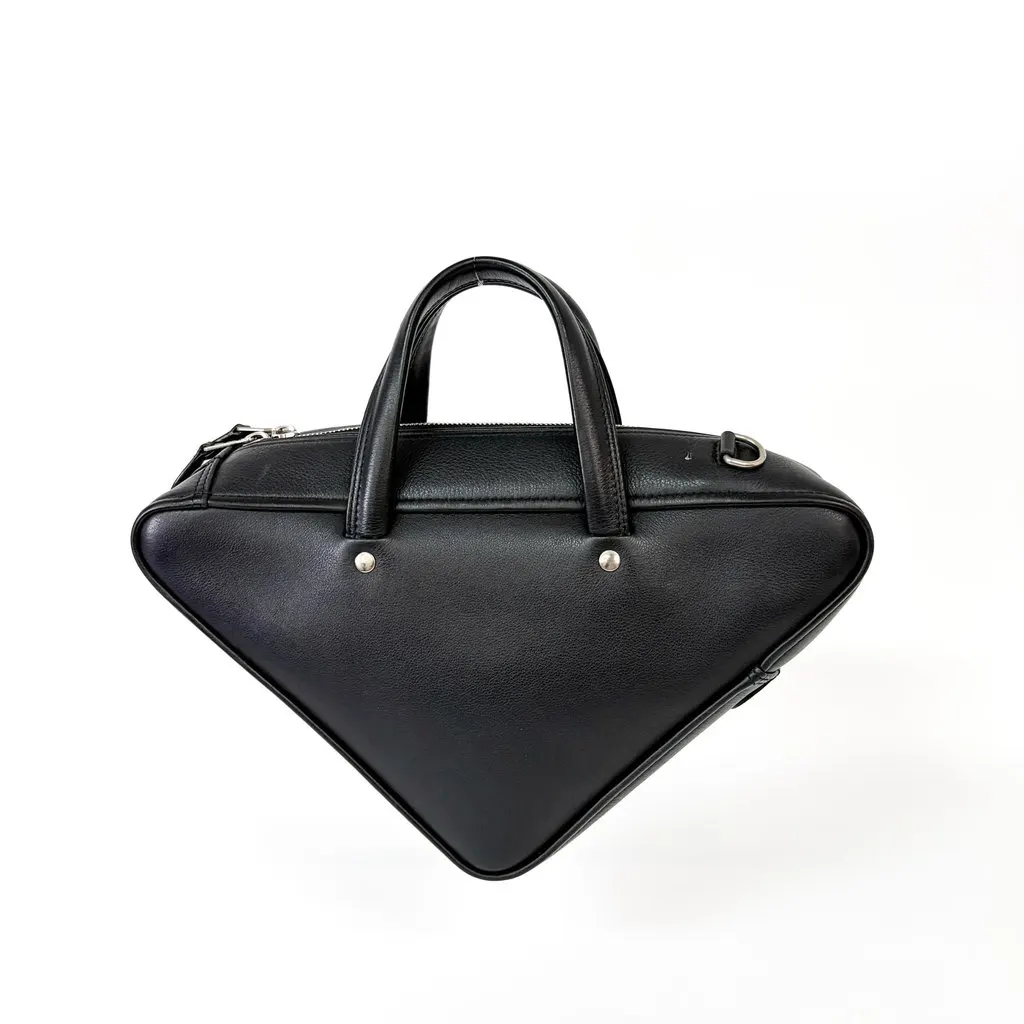 Balenciaga Logo Triangle Small Duffle Bag Black Black Leather Good - Inside View