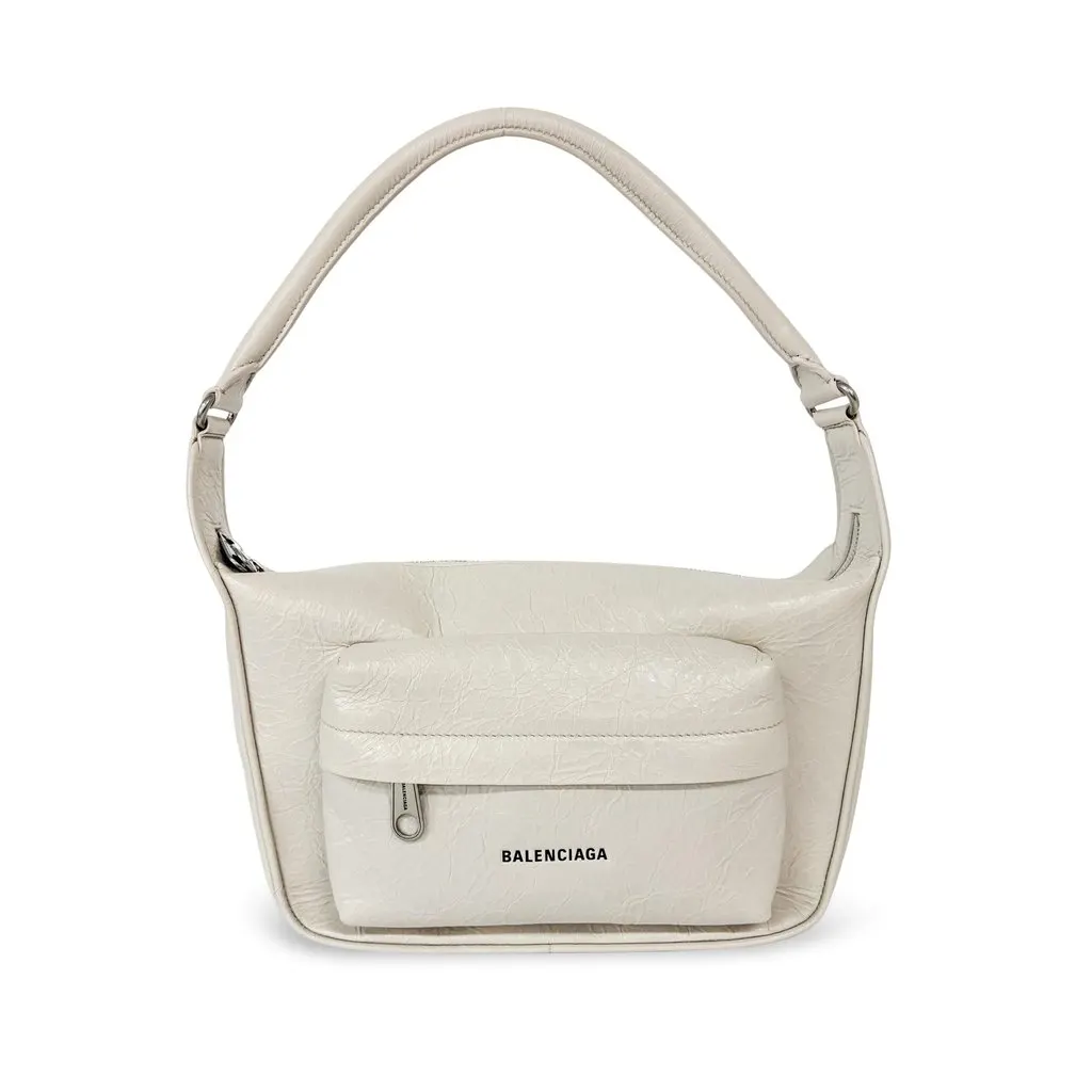 Balenciaga Ami Shoulder Bag Small Arena Lambskin White MultiColor Leather Good - Front View