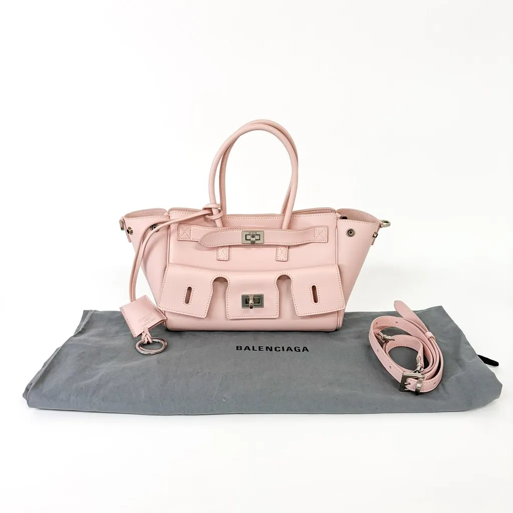 Balenciaga Papier A4 Side Zip Pocket Tote Bag Pink MultiColor Leather Very good - Back View