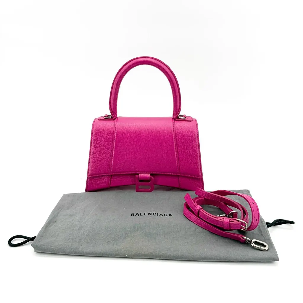 Balenciaga Hourglass XS Top Handle Bag Fuchsia MultiColor Leather Very good - Back View
