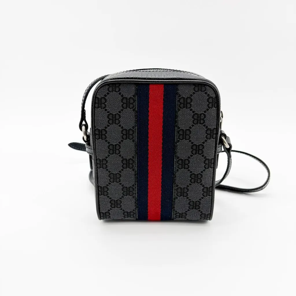 Balenciaga X Gucci BB Monogram Signature Messenger Bag Black Black Canvas Very good - Inside View