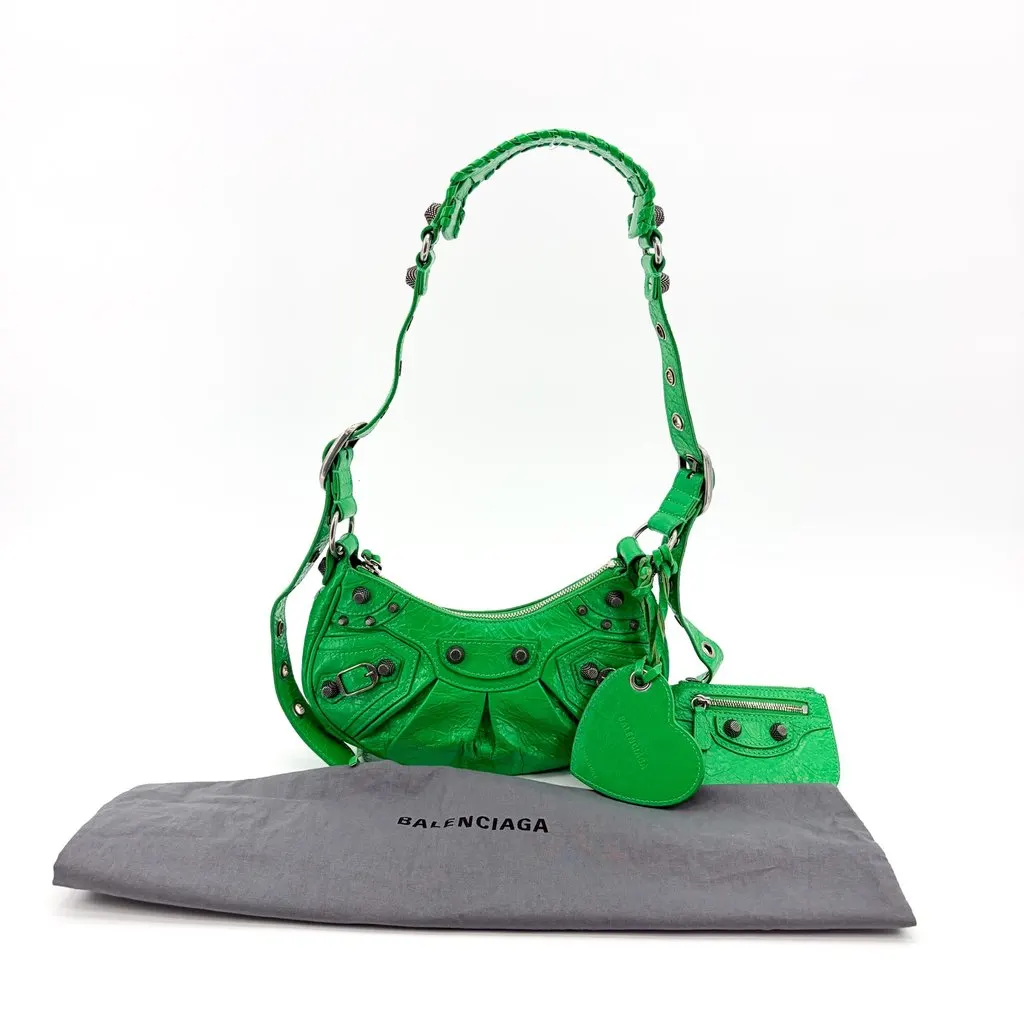 Balenciaga Le Cagol XS Shoulder Bag Bright Green Green Leather Good - Back View