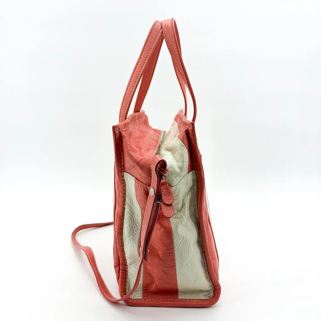 Balenciaga Bazaar Shopper XS Red White Stripe Red Leather Good - Inside View