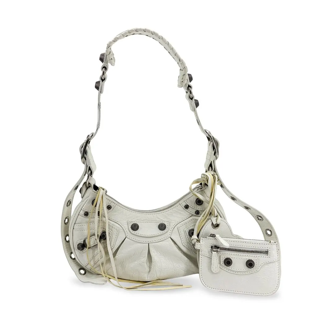 Balenciaga Le Cagol XS Shoulder Bag White White Leather Good - Front View