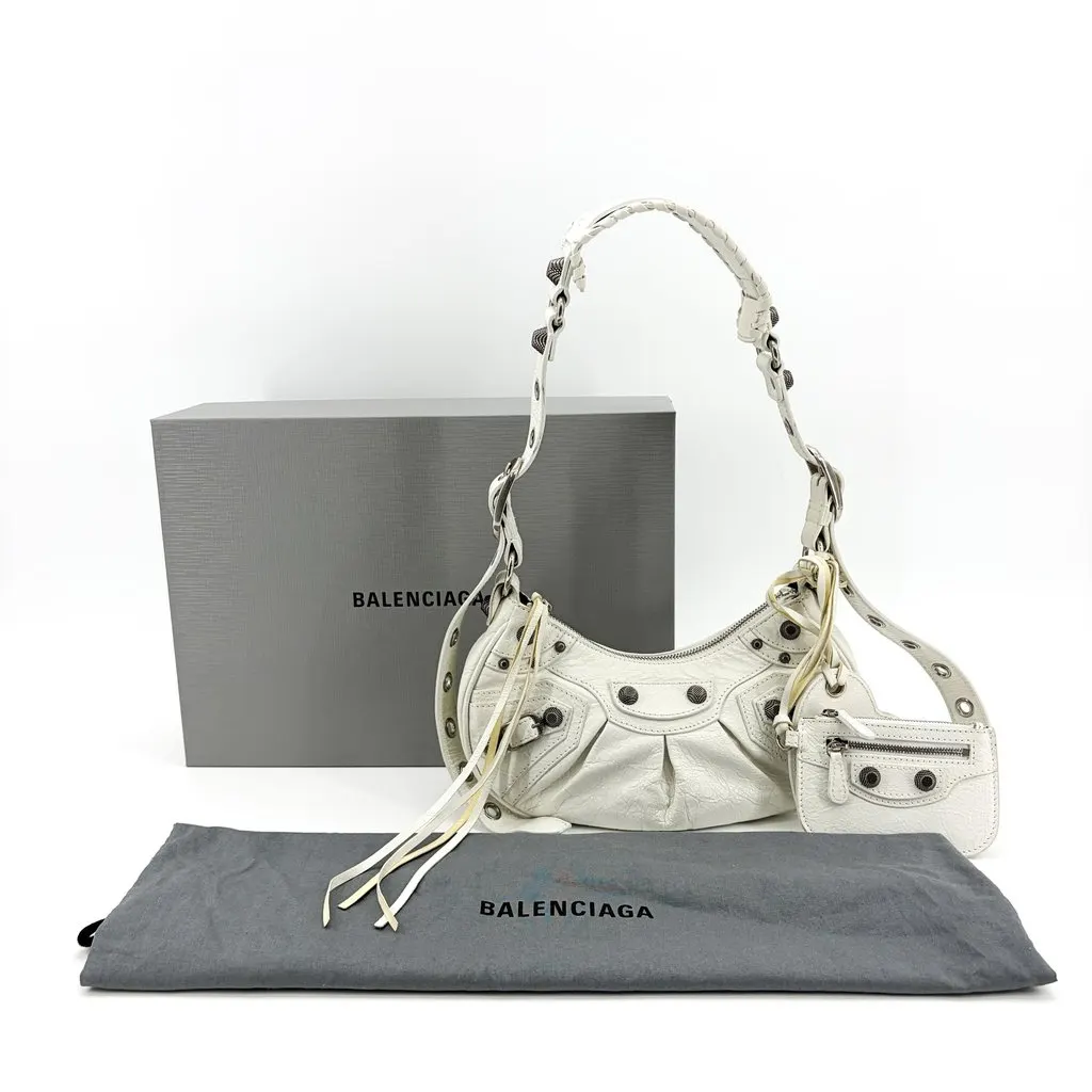 Balenciaga Le Cagol XS Shoulder Bag White White Leather Good - Back View