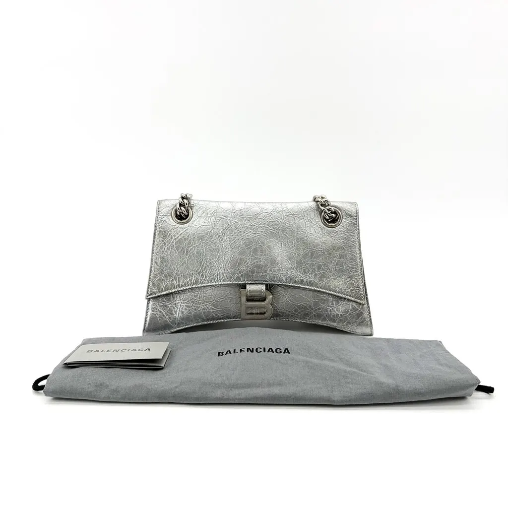 Balenciaga Small Crush Slingback with Charm Silver Silver Leather Good - Back View