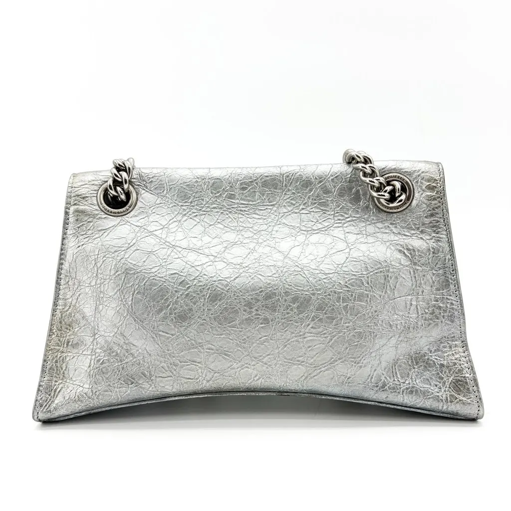 Balenciaga Small Crush Slingback with Charm Silver Silver Leather Good - Inside View