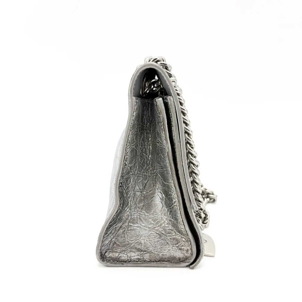 Balenciaga Small Crush Slingback with Charm Silver Silver Leather Good - Box View