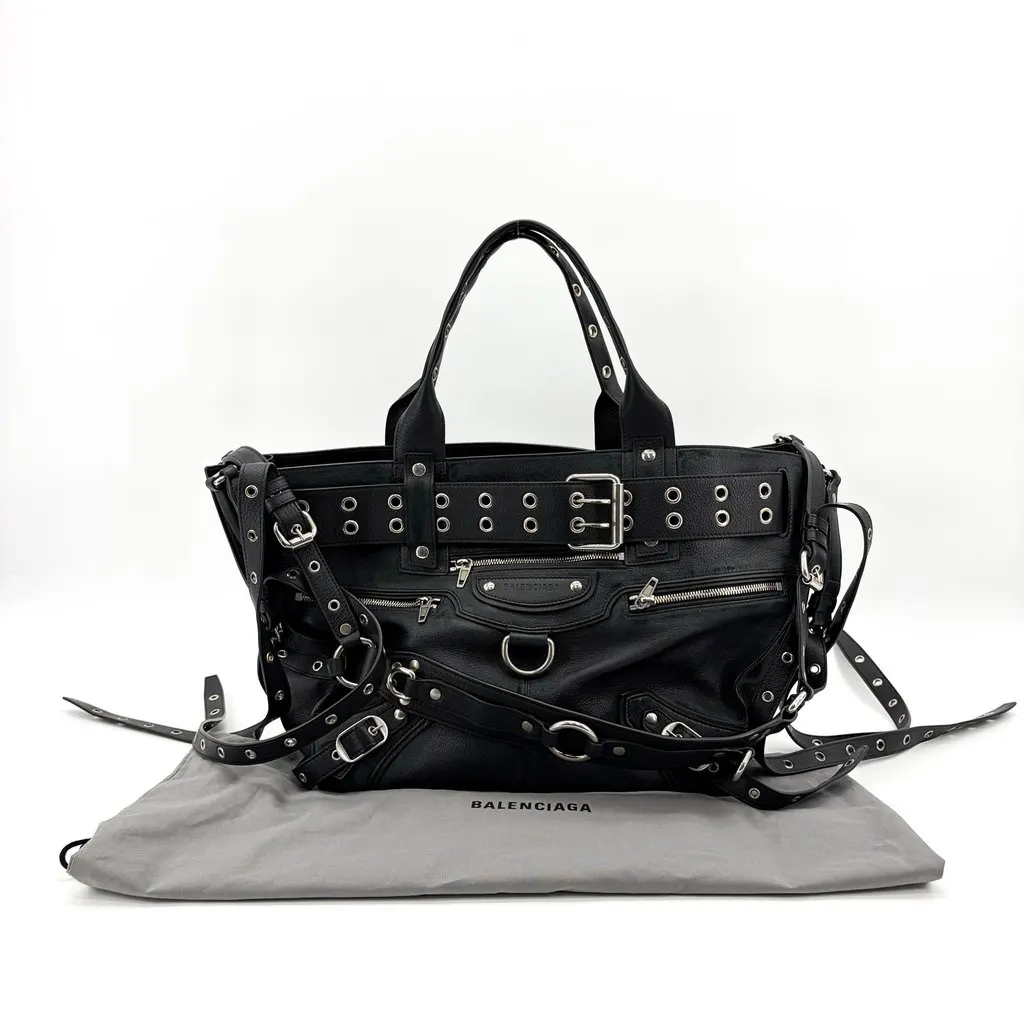Balenciaga EMO Large Tote Bag Black Black Leather Very good - Back View