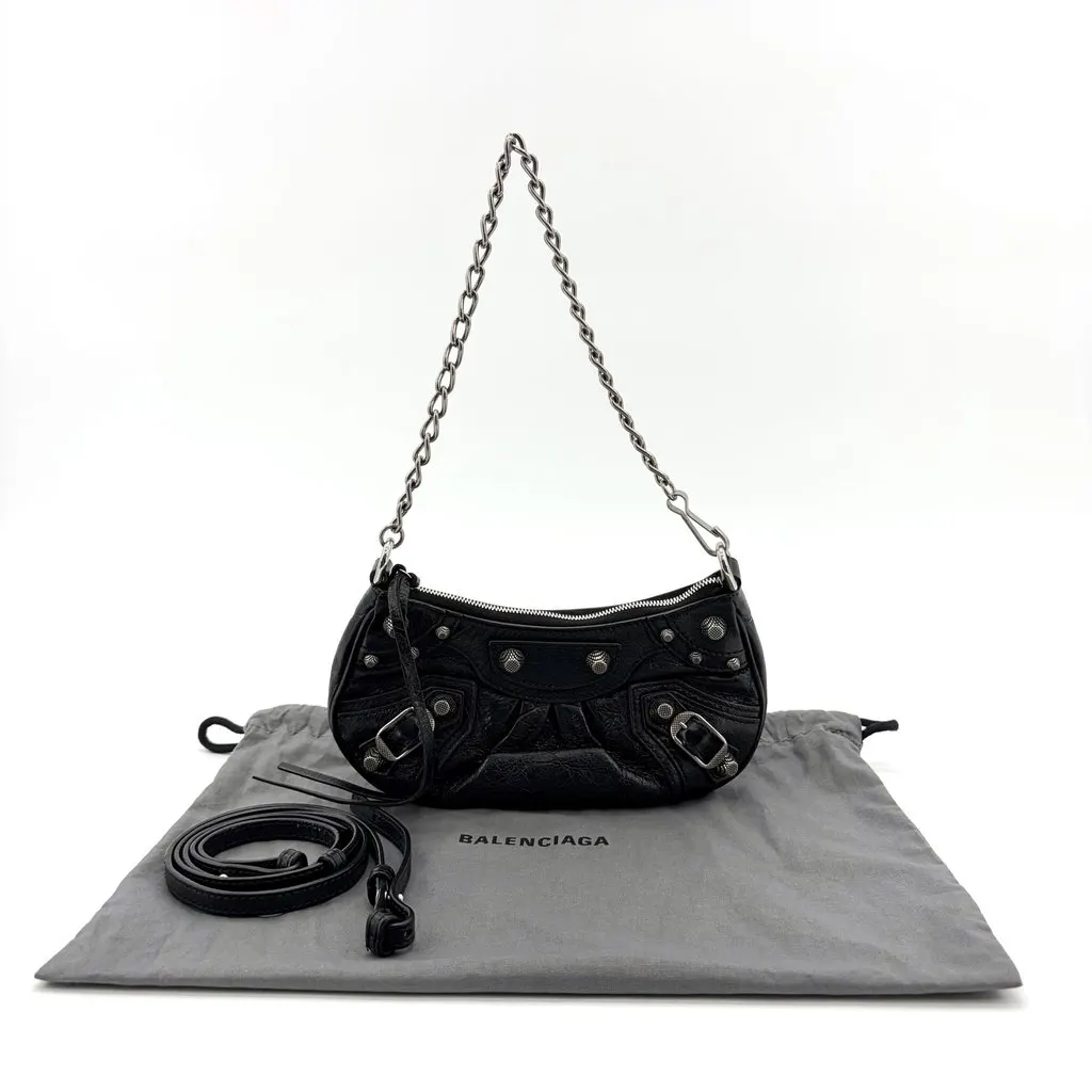 Balenciaga Le Cagol Mini Chain Shoulder Bag Black Black Leather Very good - Back View