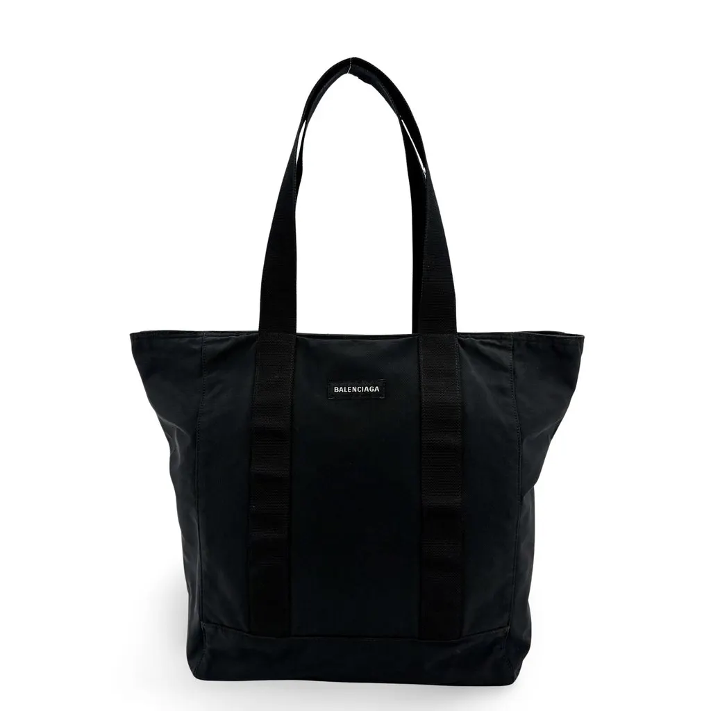 Balenciaga Explorer Tote Bag Black Black Canvas Fair - Front View