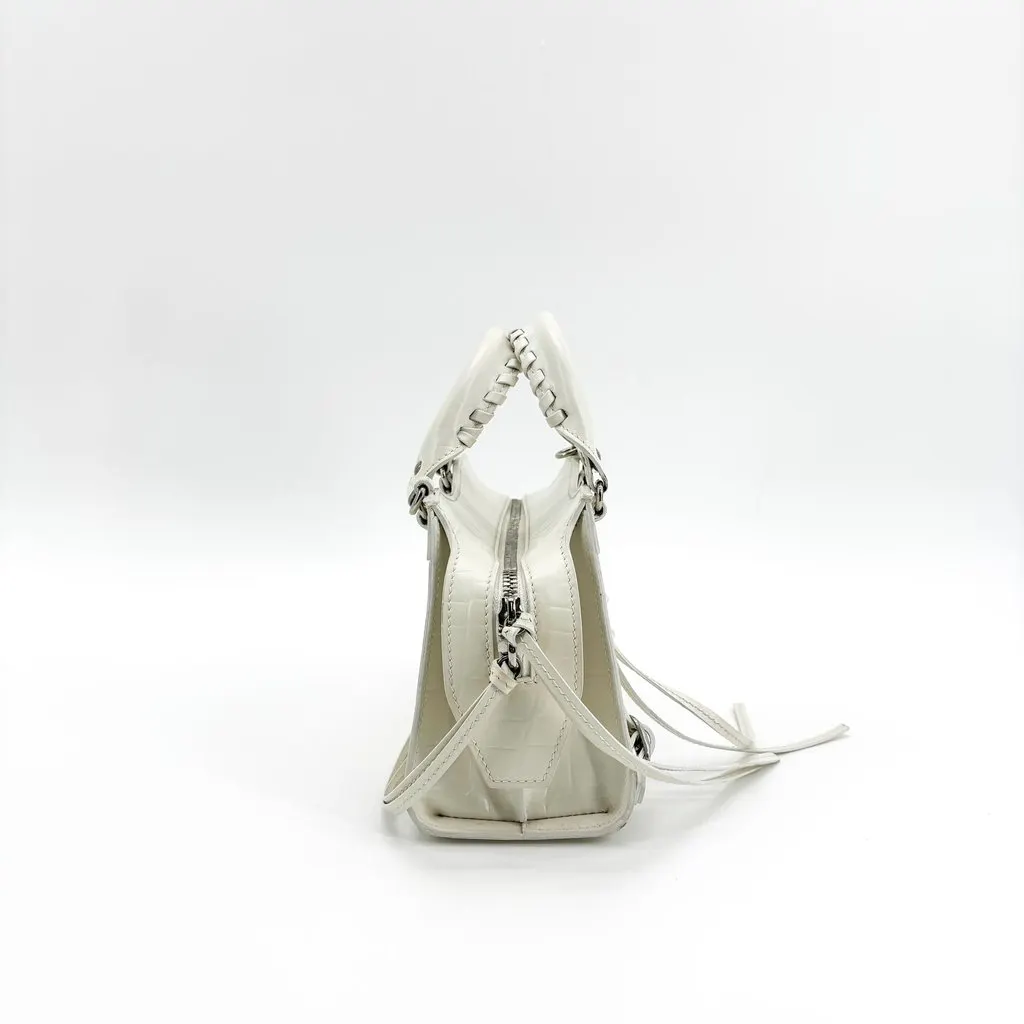 Balenciaga Neo Classic Mini Top Handle Bag White Croco White Leather Good - Box View