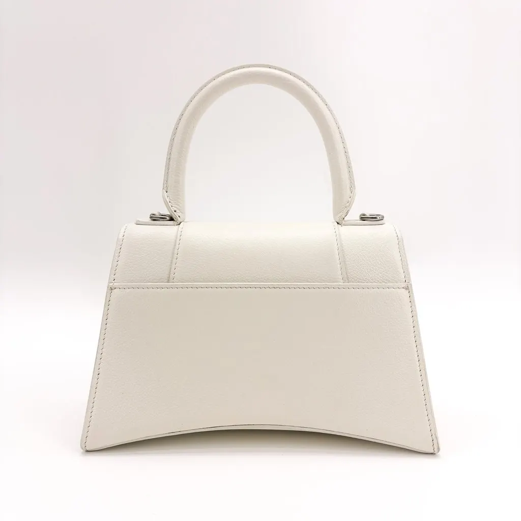 Balenciaga Hourglass XS Top Handle Bag White White Leather Good - Inside View