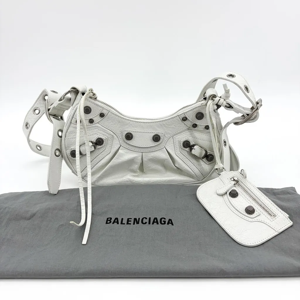 Balenciaga Le Cagole XS Shoulder Bag White White Leather Good - Back View