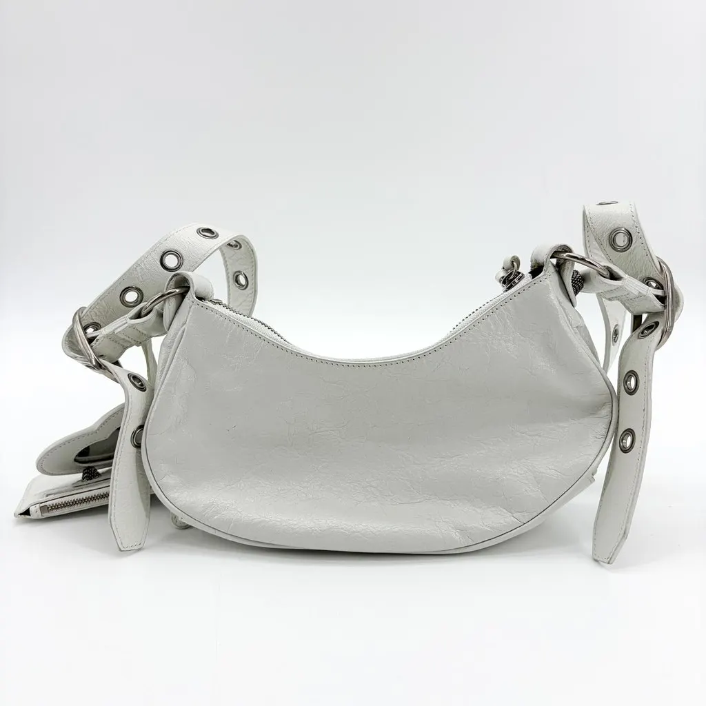 Balenciaga Le Cagole XS Shoulder Bag White White Leather Good - Inside View
