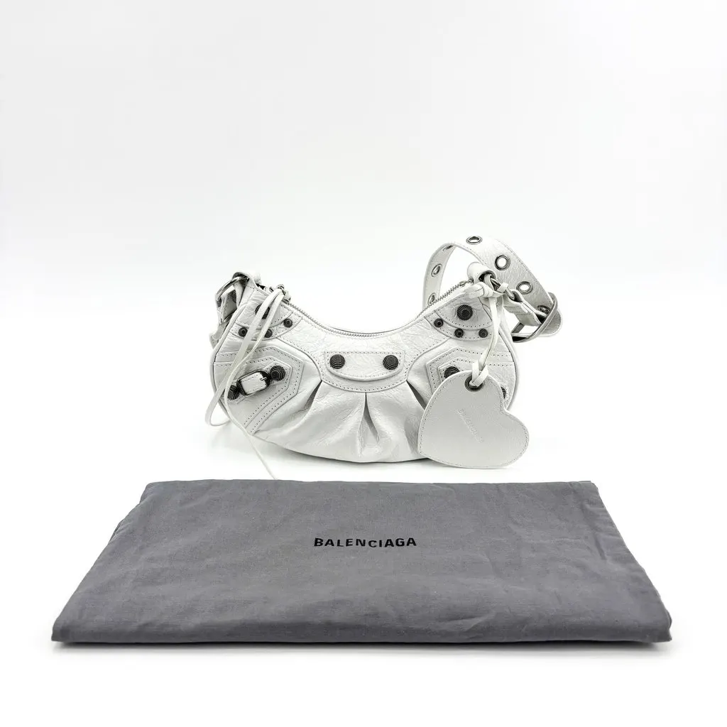 Balenciaga Le Cagole XS Shoulder Bag White White Leather Good - Back View