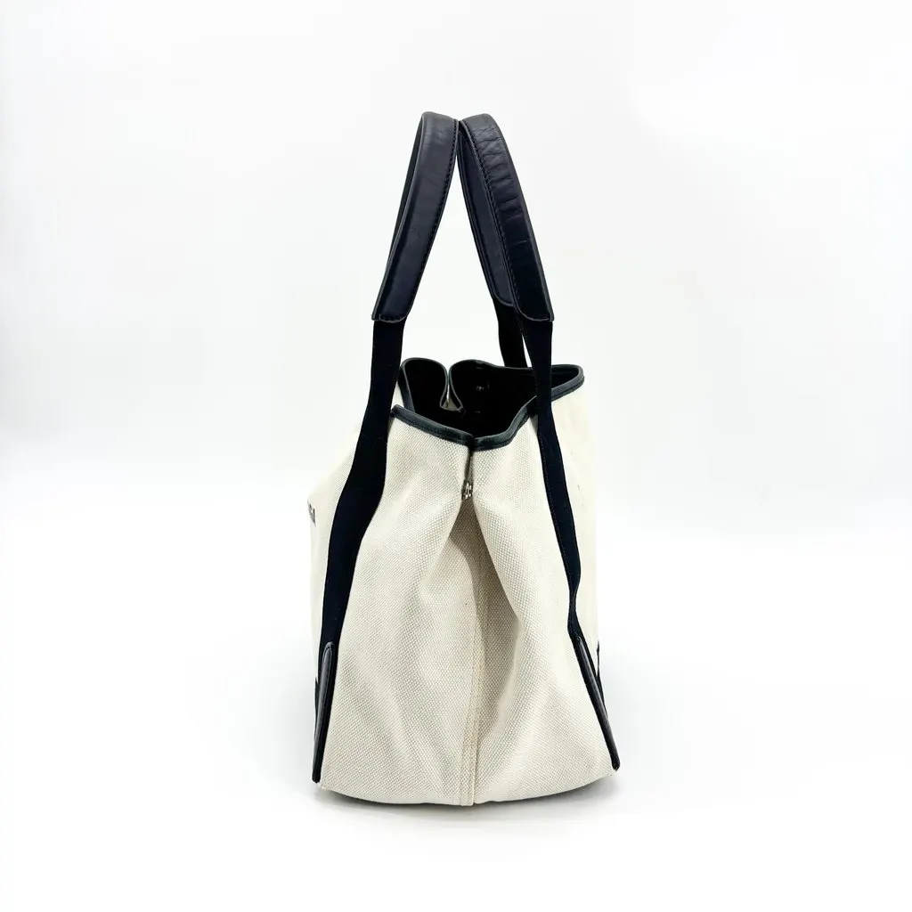 Balenciaga Navy Cabas S Tote Bag Natural Black Black Canvas Good - Model View