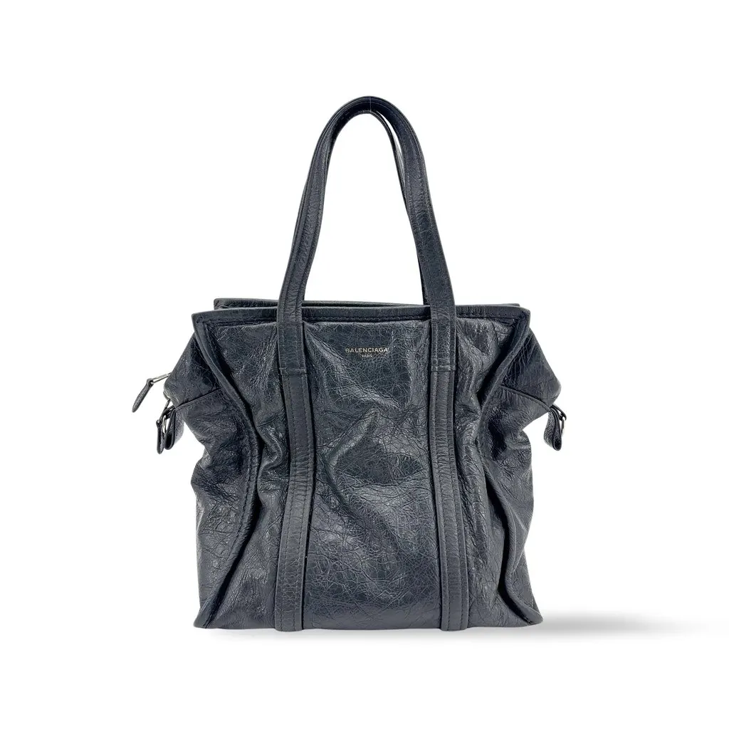 Balenciaga Papier A4 Zip Around Tote Bag Black Black Leather Good - Front View