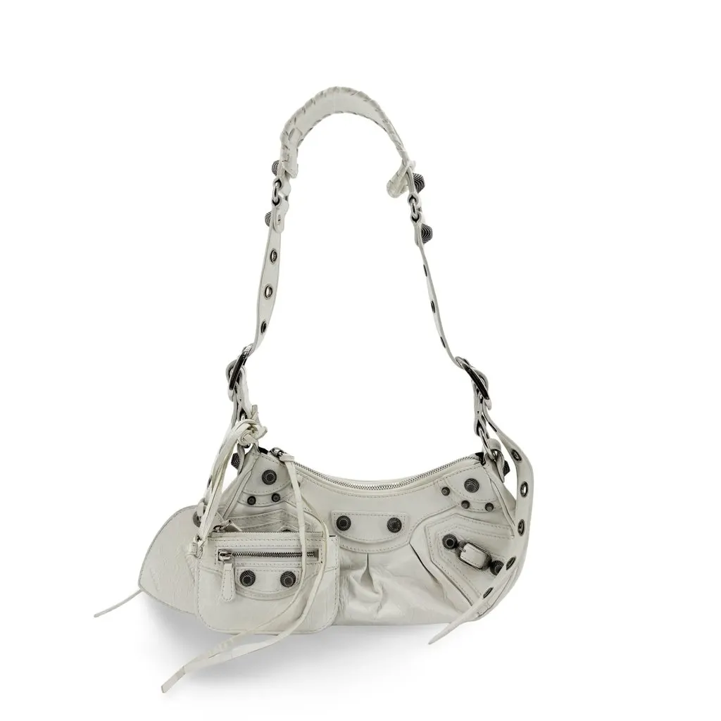 Balenciaga Le Cagole XS Shoulder Bag White White Leather Good - Front View