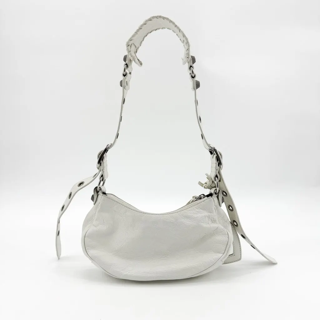 Balenciaga Le Cagole XS Shoulder Bag White White Leather Good - Inside View