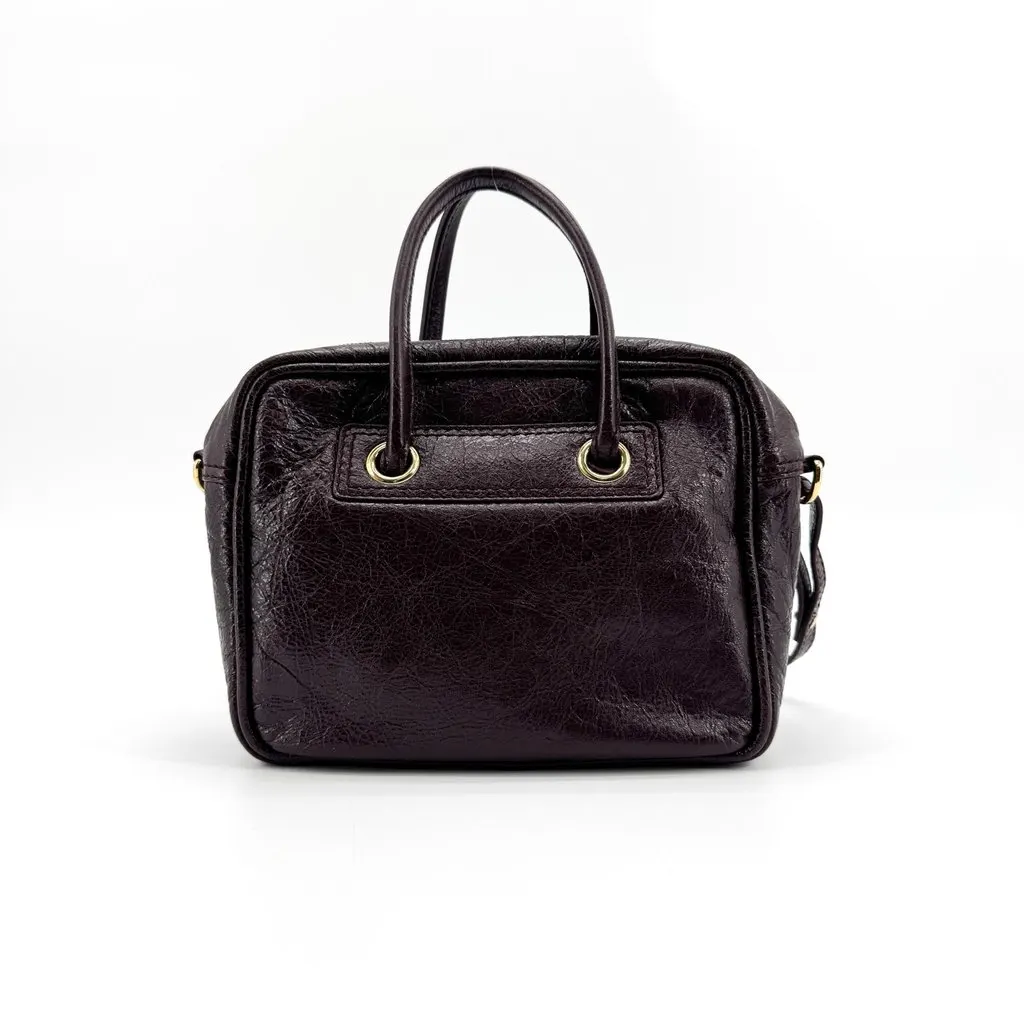 Balenciaga Blanket Square XS Tote Bag Burgundy Burgundy Leather Very good - Back View