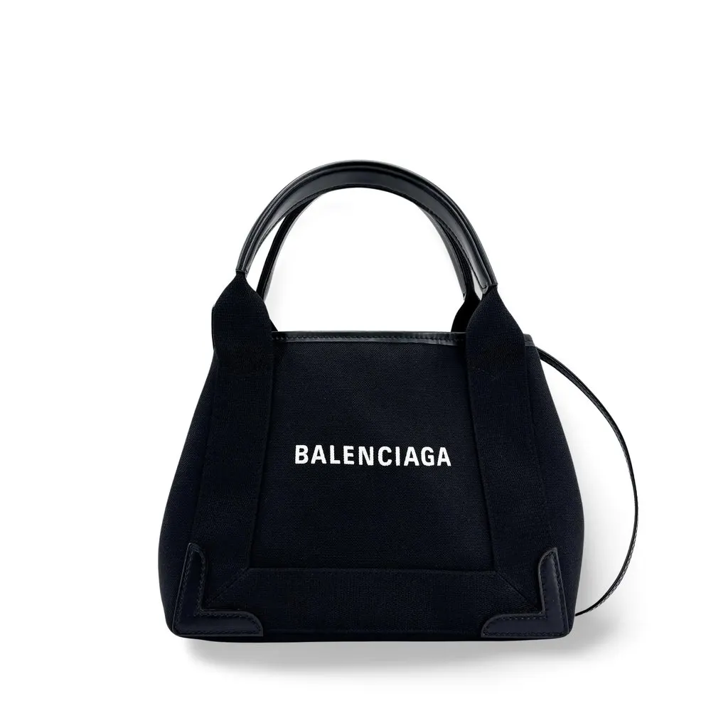 Balenciaga Navy Cabas XS Canvas Tote Bag Black Black Canvas Good - Front View