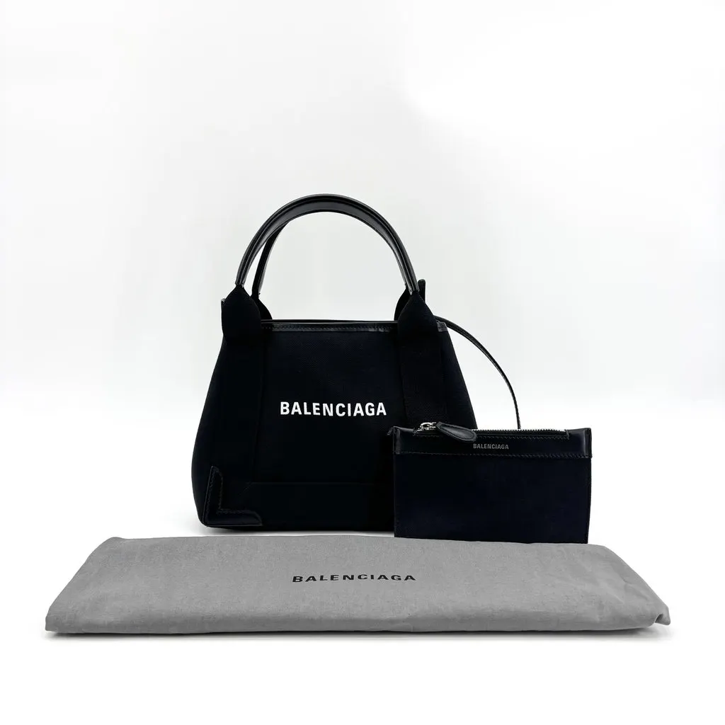 Balenciaga Navy Cabas XS Canvas Tote Bag Black Black Canvas Good - Back View