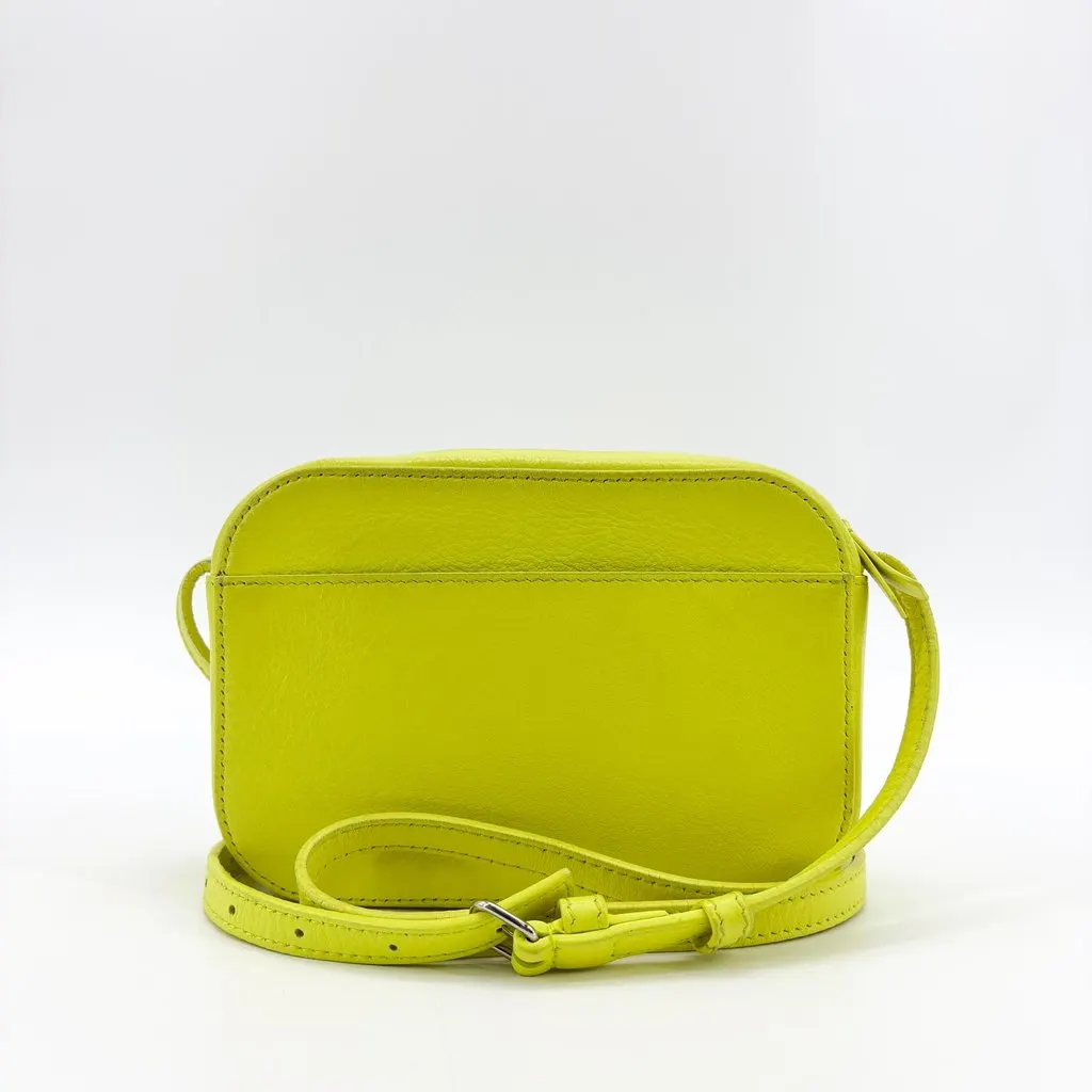 Balenciaga Everyday Camera Bag XS Neon Yellow Green Leather Good - Back View