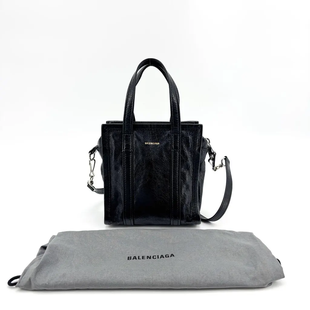 Balenciaga Bazar Shopper XS Black Black Leather Good - Back View