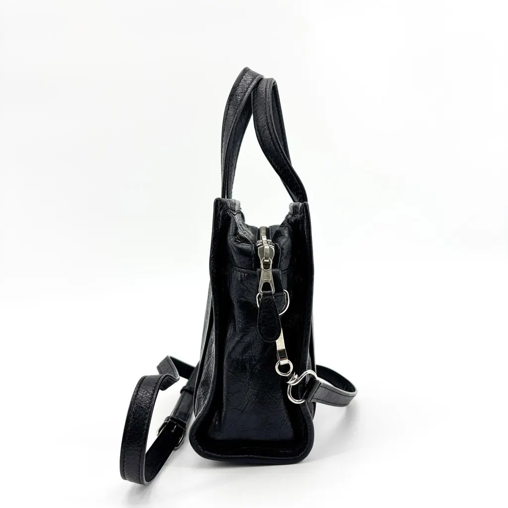 Balenciaga Bazar Shopper XS Black Black Leather Good - Model View
