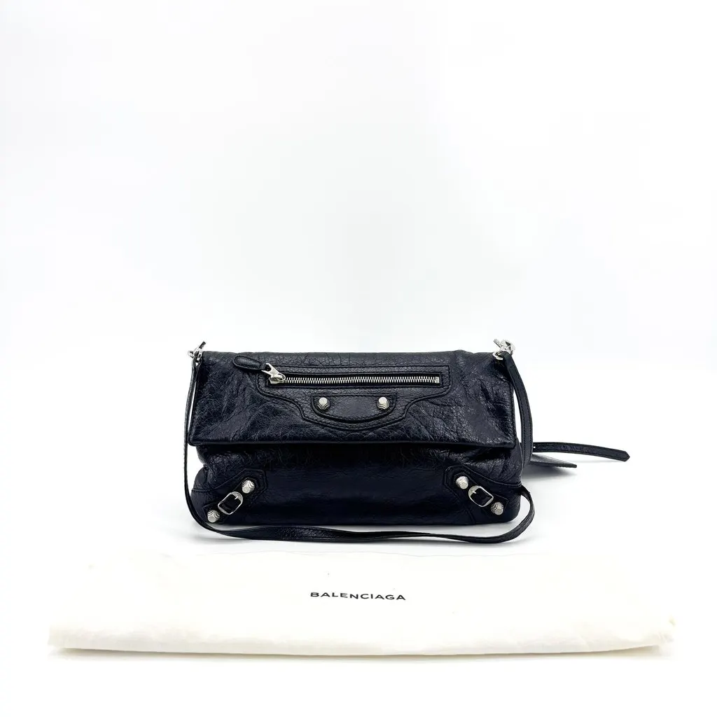Balenciaga Giant 12 Envelope Clutch Black Black Leather Good - Back View