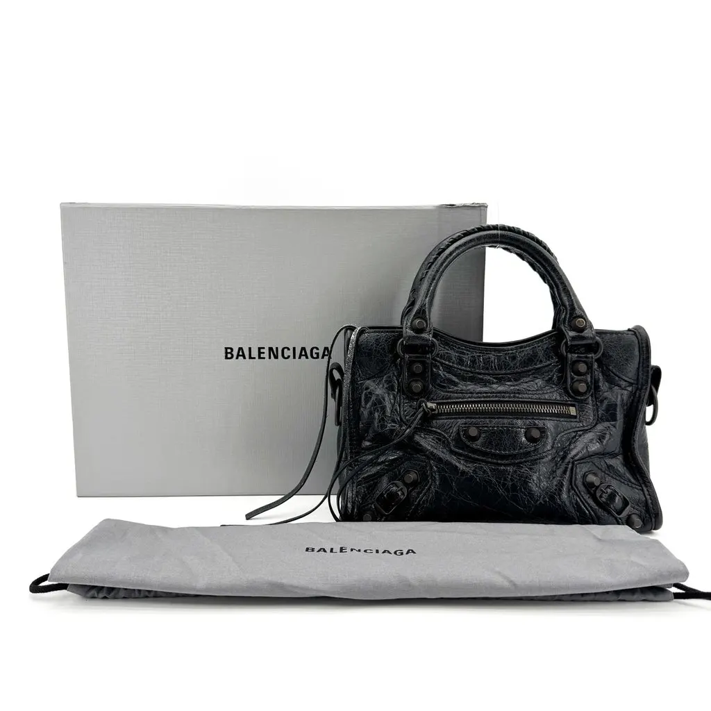 Balenciaga Classic Mini City Bag Black Black Leather Very good - Back View