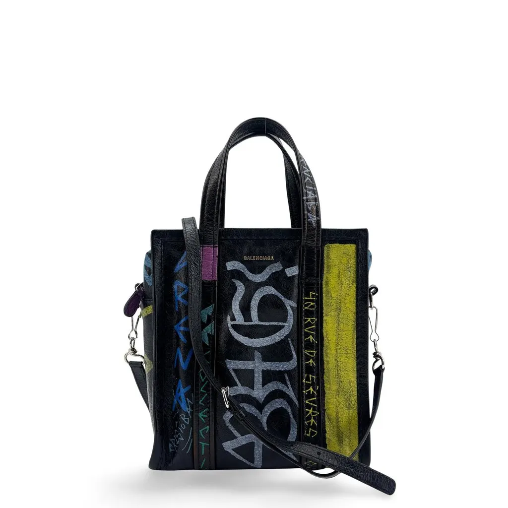Balenciaga Everyday Tote XXS Graffiti Black Black Leather Very good - Front View